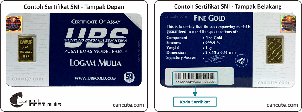 cancute.com - Contoh Sertifikat Emas SNI (Standar Nasional Indonesia) Model Menyatu